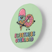 Sweetness Overload | Donut & Ice Cream Kids ラージ壁時計 (傾斜)