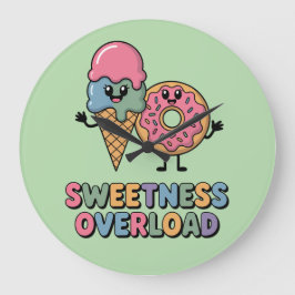 Sweetness Overload | Donut & Ice Cream Kids ラージ壁時計