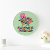 Sweetness Overload | Donut & Ice Cream Kids ラージ壁時計 (ホーム)