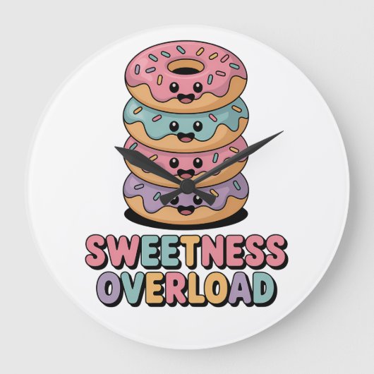 Sweetness Overload | Donut Kids ラージ壁時計 (正面)