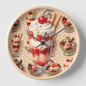 Sweets and ice cream sundae premium wood wall cloc 壁時計 (正面)