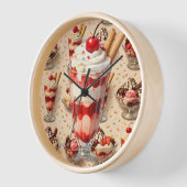 Sweets and ice cream sundae premium wood wall cloc 壁時計 (傾斜)