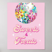 Sweets and Treats Disco Ball Retro Groovy Birthday ポスター (正面)
