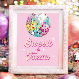Sweets and Treats Disco Ball Retro Groovy Birthday ポスター