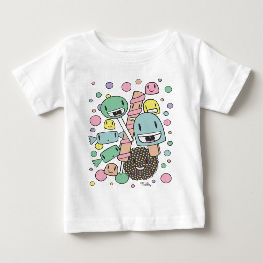 Sweets Candy Lollipops Gummy Drops ベビーTシャツ (正面)