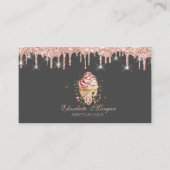  Sweets Cupcake Flowers Rose Gold Drips Bakery  名刺 (正面)