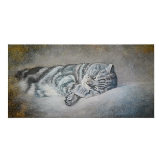 Sweety Sleeping Cat - Oil Painting by Lukian ポスター (正面)