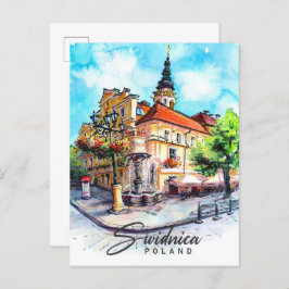 Swidnicaポーランド水絵を描色の旅行 ポストカード