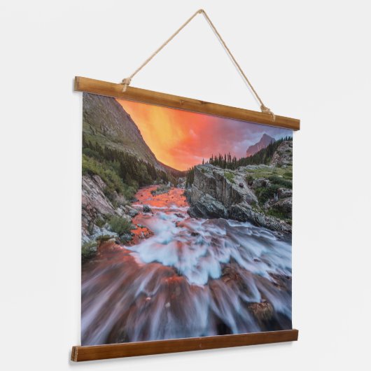 Swiftcurrent Falls | Glacier National Park Montana 吊り下げ型タペストリー (傾斜あり)