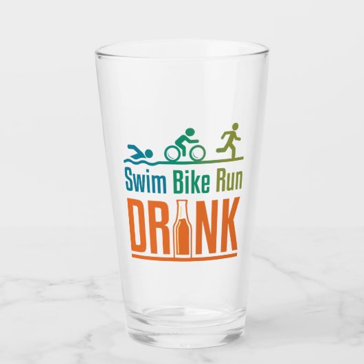 Swim Bike Run Drink Funny Triathlon Drinking タンブラーグラス (正面)