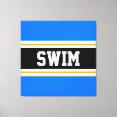 SWIM Bodブライトブルー白黒黄ストライプ色 キャンバスプリント (正面)