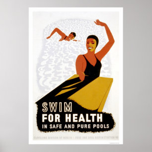 Swim For Health 1940 WPA ポスター