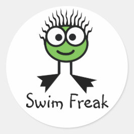 Swim Freak - Green CharacterStickers ラウンドシール