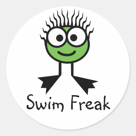 Swim Freak - Green CharacterStickers ラウンドシール (正面)