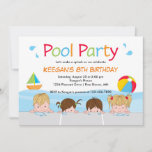 Swim Kids Pool誕生日招待状„u160 Version One 招待状<br><div class="desc">このおもしろいプールパーティの招待状は、プール内の男女を対象にカスタマイズします。このデザインには、ビーチボールとおもちゃの帆船も……子素晴らし供の誕生祝いにCopyright (C)式の招待</div>