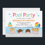 Swim Kids Pool誕生日招待状„u160 Version One 招待状<br><div class="desc">このおもしろいプールパーティの招待状は、プール内の男女を対象にカスタマイズします。このデザインには、ビーチボールとおもちゃの帆船も……子素晴らし供の誕生祝いにCopyright (C)式の招待</div>