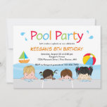 Swim Kids Pool誕生日招待状│ Version 2 招待状<br><div class="desc">プールで、女の子と男の子をパーティの招待状にした、かわいいプールのパーソナライズを。このデザインは、おもちゃの帆船とビーチボールも含む。子素晴らし供の誕生祝いCopyright (C)式の招待</div>