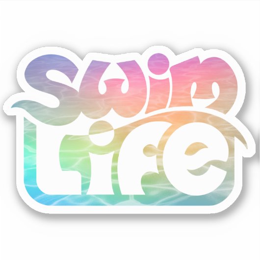 Swim Life" Unicorn浴水色 シール (正面)