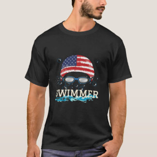 Swim Swimmer Swimming Sports Usa Flag Cap Tシャツ
