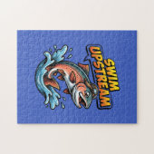 Swim Upstream Salmon Motivational ジグソーパズル (横)