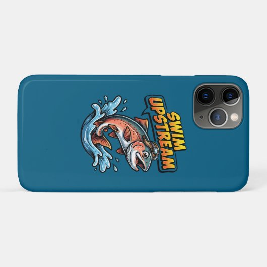 Swim Upstream Salmon Motivational Case-Mate iPhoneケース (裏面(横))