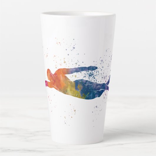 swimmer in watercolor カフェラテマグ (正面)