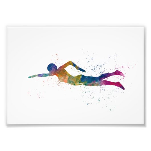 swimmer in watercolor フォトプリント            (正面)