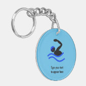 Swimmer logo - Swimming in googles - your text キーホルダー (正面左)