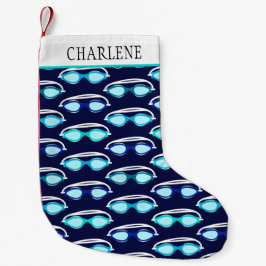 Swimmer Swimming Goggles Patterned スモールクリスマスストッキング