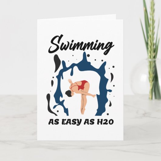 Swimming as Easy as H2O - Funny Swim Design カード (正面)