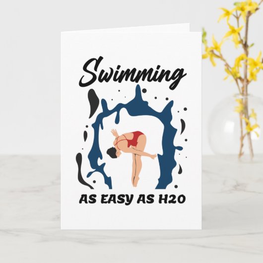 Swimming as Easy as H2O - Funny Swim Design カード (黄色い花)
