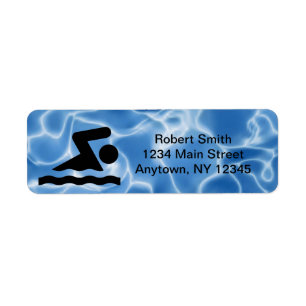 Swimming Design Return Address Labels ラベル