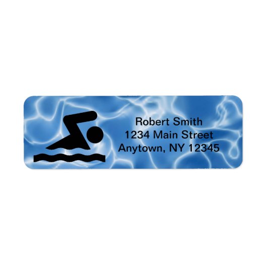 Swimming Design Return Address Labels ラベル (正面)