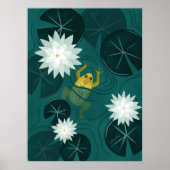 Swimming Frog in Water Lily Pond by Night - Poster ポスター (正面)