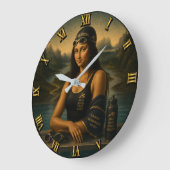 Swimming Funny Mona Lisa Swimmer Gift for Pool ラージ壁時計 (傾斜)