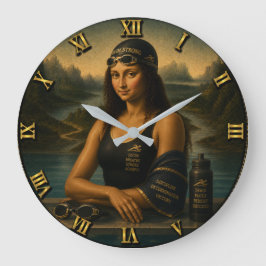 Swimming Funny Mona Lisa Swimmer Gift for Pool ラージ壁時計