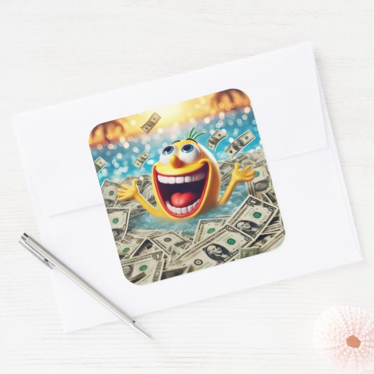 swimming in money スクエアシール (封筒)