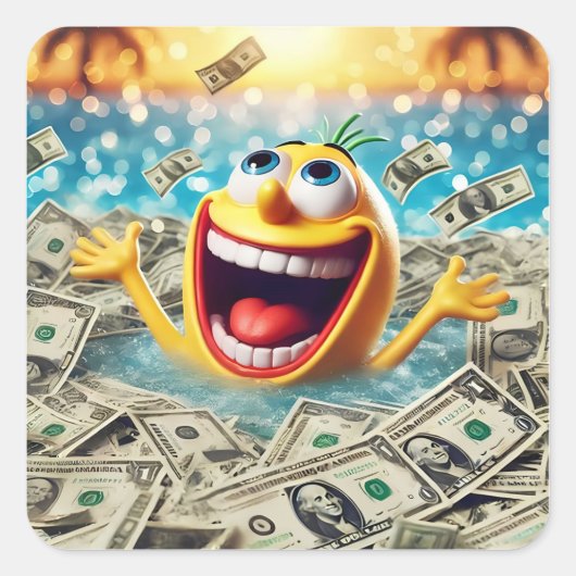 swimming in money スクエアシール (正面)