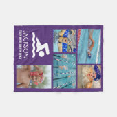 Swimming Photo Collage Swimパーソナライズされたロゴ フリースブランケット (正面(横))