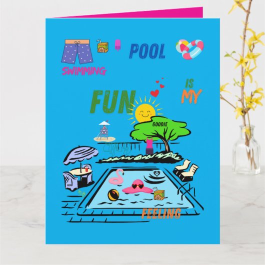 Swimming Pool Fun カード (黄色い花)