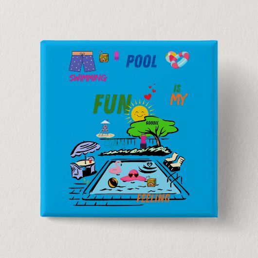 Swimming Pool Fun 缶バッジ (正面)