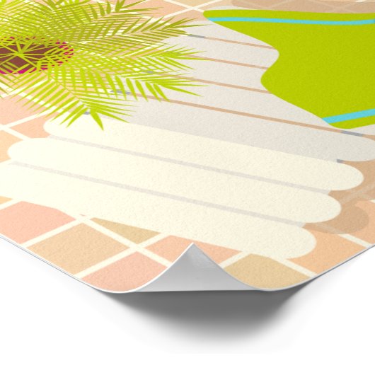 Swimming pool girl in bikini summer beach ポスター (角)