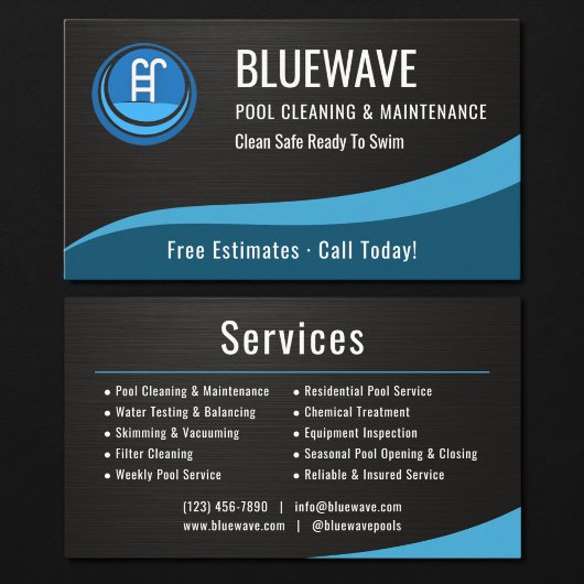 Swimming Pool Maintenance Metallic 名刺