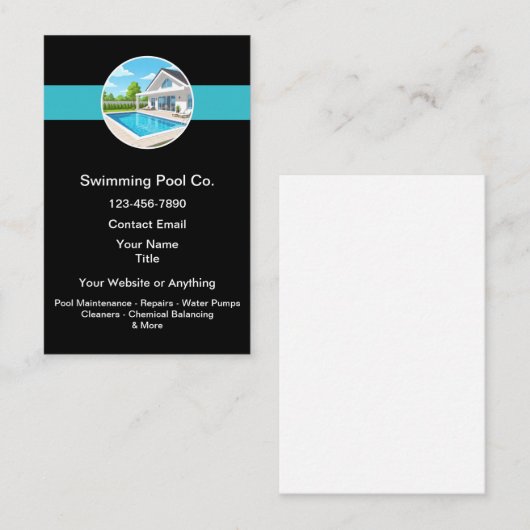 Swimming Pool Maintenance Services 名刺 (正面/裏面)