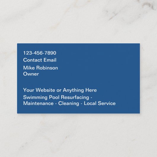 Swimming Pool Modern Business Cards 名刺 (裏面)