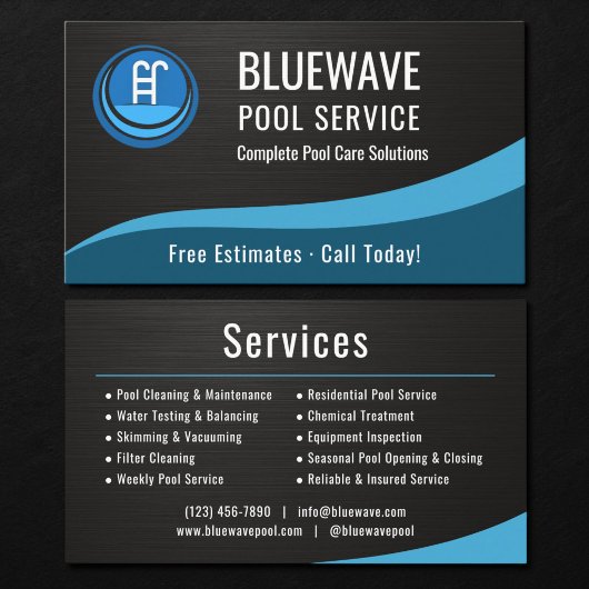 Swimming Pool Service Metallic 名刺