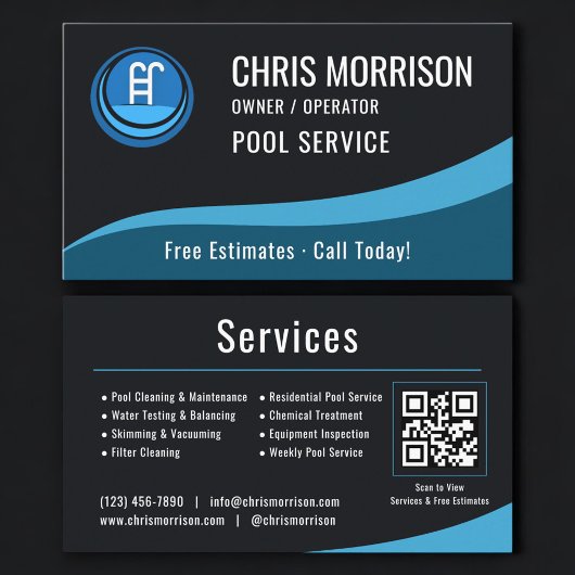 Swimming Pool Service QR Code 名刺