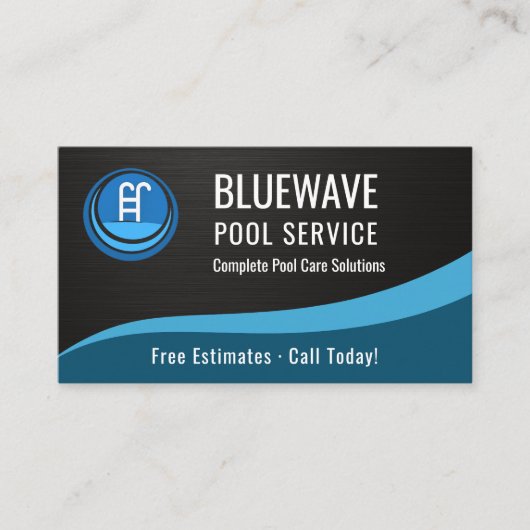  Swimming Pool Service QR Code Metallic 名刺 (正面)