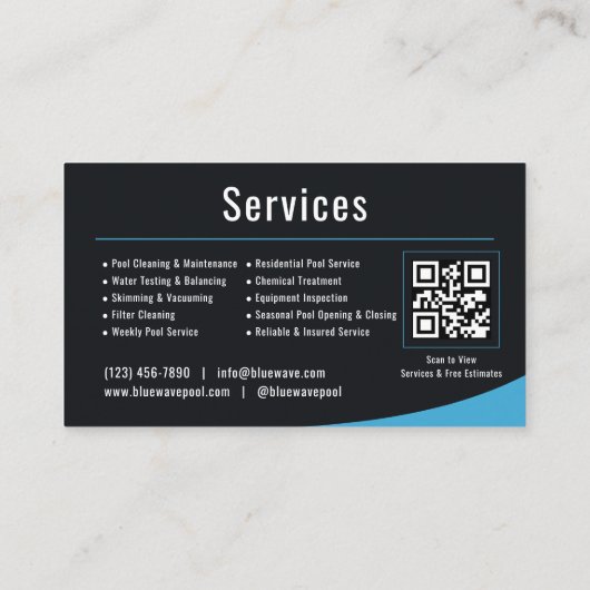  Swimming Pool Service QR Code Professional 名刺 (裏面)