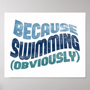 Swimming Poster -泳ぐ人おもしろいタイポグラフィ ポスター